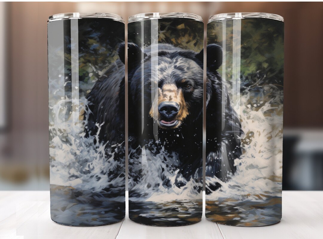 Black Bear Tumbler Wrap 20 Oz Skinny Tumbler Wrap Sublimation Design ...