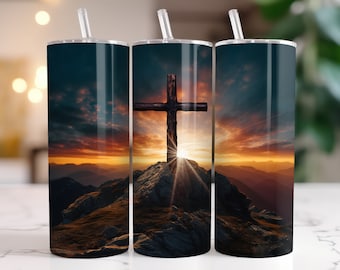 Cross Tumbler wrap Christian Cross 20 oz Skinny Tumbler Sublimation Design Digital Download PNG Instant DIGITAL ONLY, Wooden Cross Tumbler