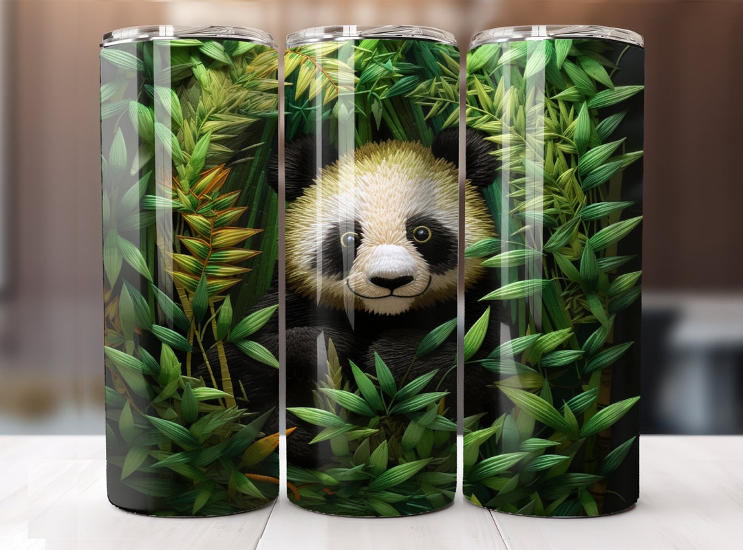 Embroidered Panda 20 Oz Skinny Tumbler Sublimation Design, Straight ...