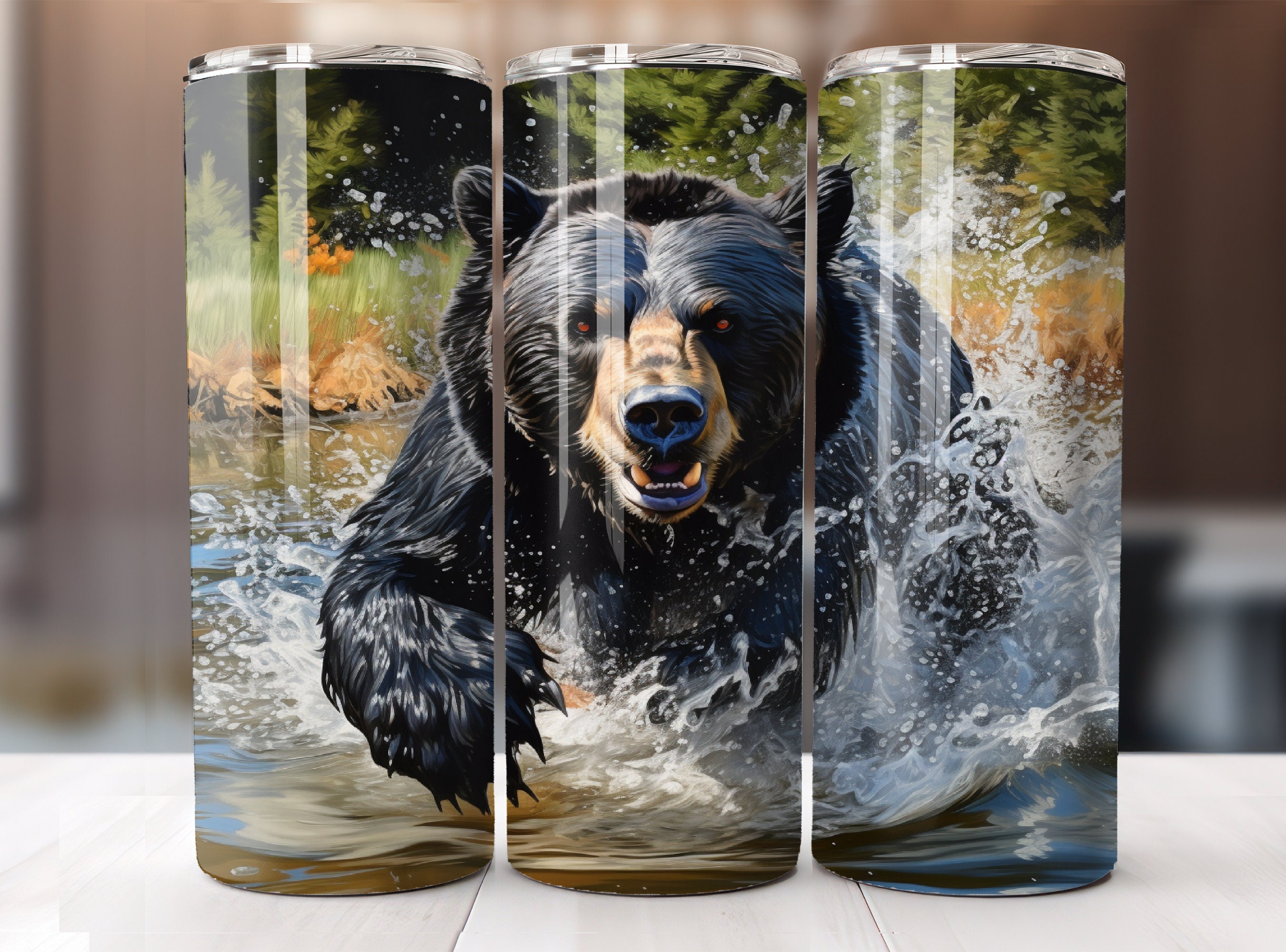 Bear Tumbler PNG 20 Oz Skinny Tumbler Wrap Sublimation Design, Straight ...
