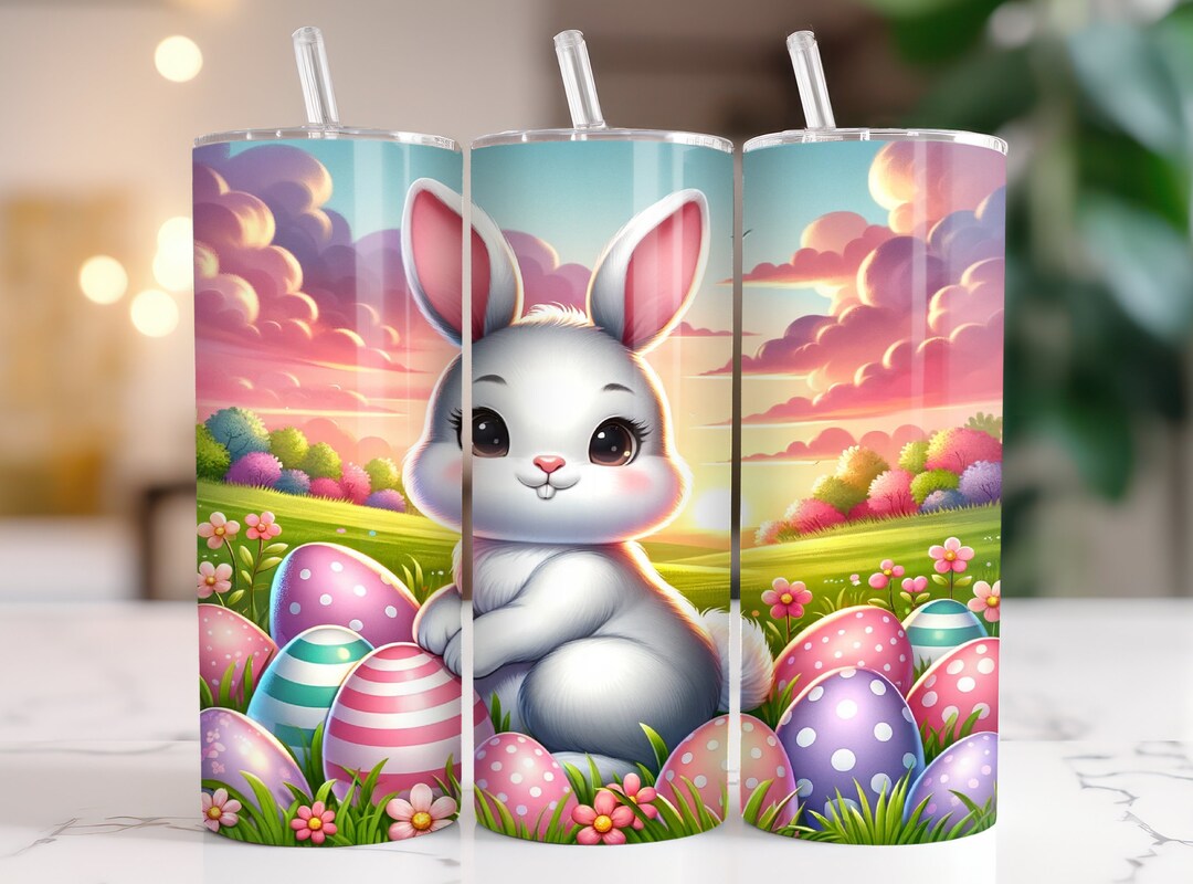 Cute Easter Bunny Tumbler Wrap With Easter Eggs 20oz Skinny Tumbler ...