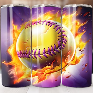 Softball Tumbler Wrap 20 oz Skinny Tumbler Sublimation Design, Straight Tumbler Wrap Digital Download  Softball Tumbler PNG