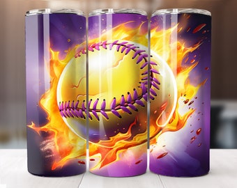 Softball Tumbler Wrap 20 oz Skinny Tumbler Sublimation Design, Straight Tumbler Wrap Digital Download  Softball Tumbler PNG