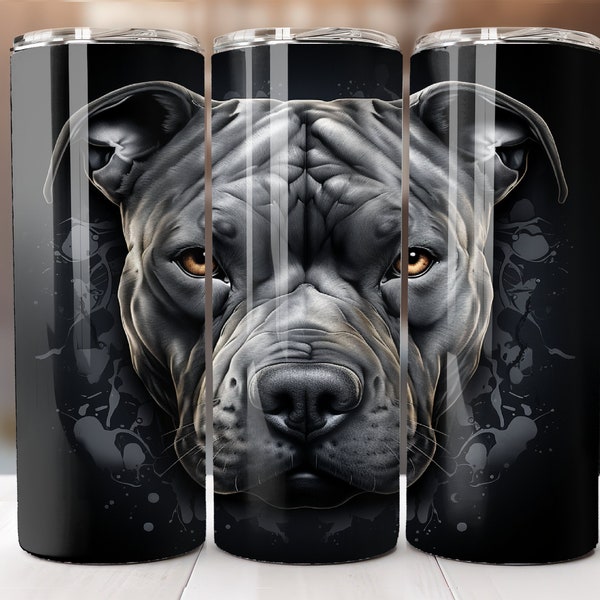 Pitbull Tumbler Wrap 20 oz Skinny Tumbler Sublimation Design, Straight Tumbler Wrap, Instant Digital Download PNG, Dog Tumbler PNG