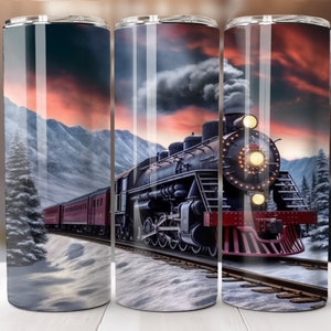 Train 20 oz Skinny Tumbler Sublimation Design Digital Download PNG Instant Digital Only, Train Tumbler PNG Wrap