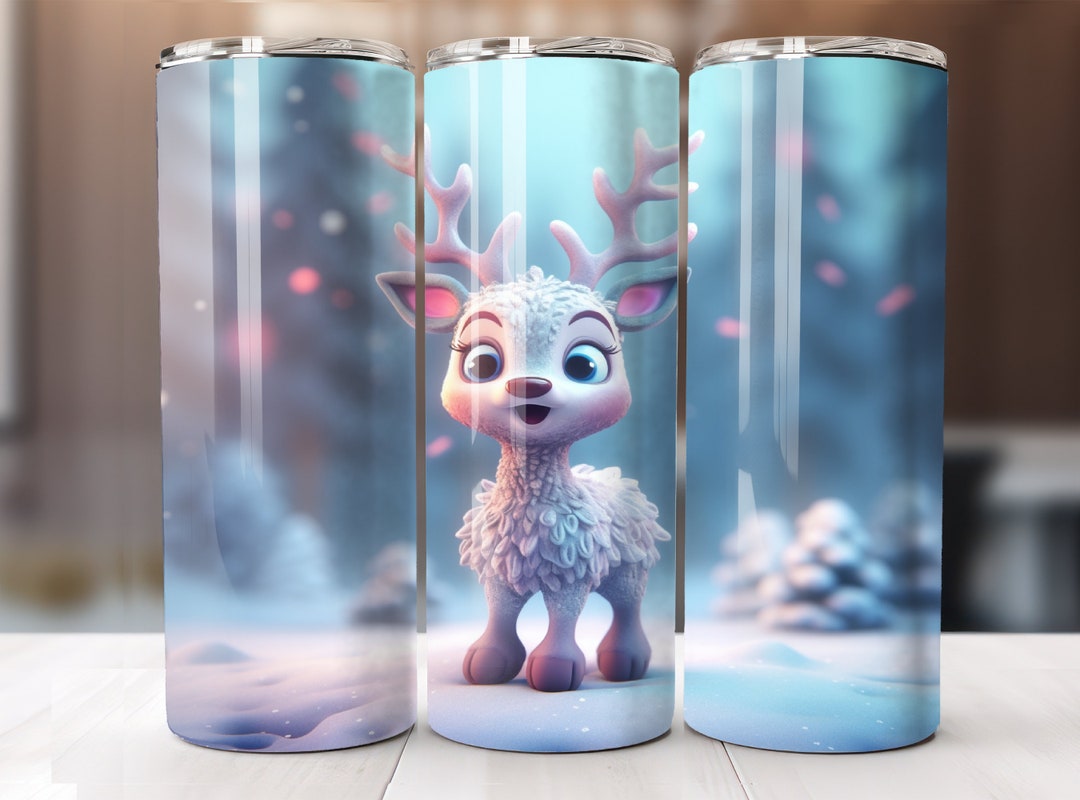 Reindeer 20 Oz Skinny Tumbler Sublimation Design, Straight Tumbler Wrap ...