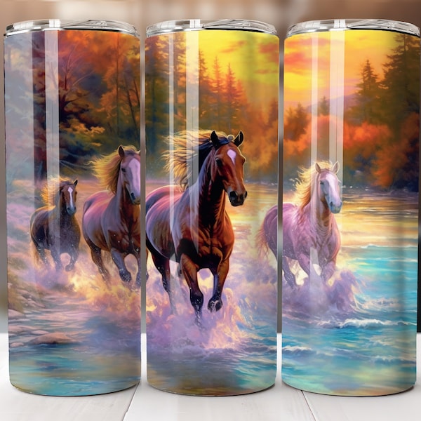 Pferde 20 oz Skinny Tumbler Wrap Sublimation Design, gerader Tumbler Wrap, sofortiger digitaler Download PNG, Pferd Tumbler Wrap