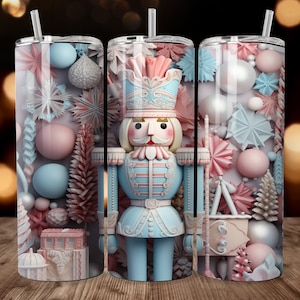 Casse-noisette 3D 20 oz design en sublimation, verre droit Wrap téléchargement numérique instantané PNG UNIQUEMENT, verre casse-noisette rose PNG