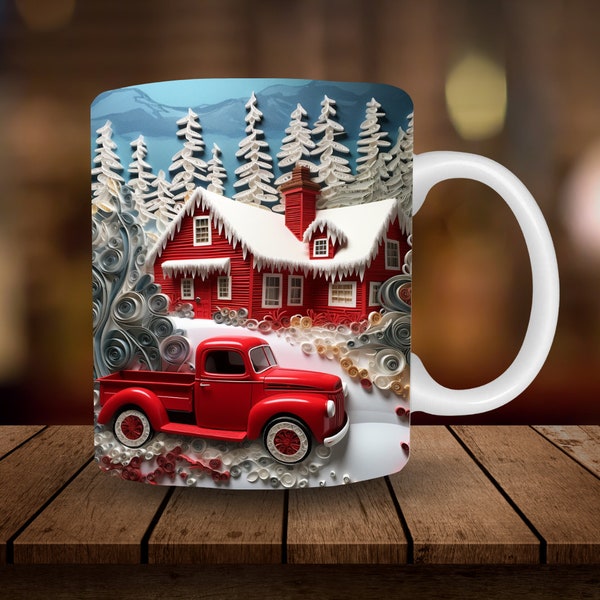 3D Blue Snowman Mug Sublimation, 3D Christmas 11oz, 15oz Mug Sublimation Wrap, Digital Download Mug PNG, Coffee Cup Tea Cup Wrap PNG