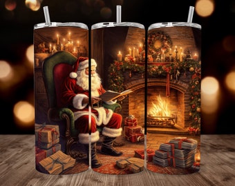Santa Claus Christmas 20oz 30oz Skinny Straight and Tapered Tumbler Sublimation Design, Holiday Tumbler Wrap, Instant Digital Download PNG,