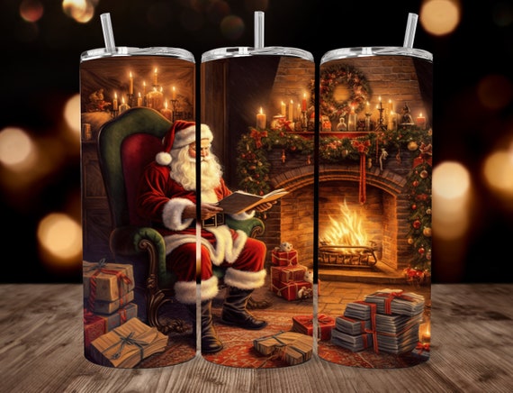 Santa Claus Christmas 20oz 30oz Skinny Straight and Tapered Tumbler Sublimation Design, Holiday Tumbler Wrap, Instant Digital Download PNG,