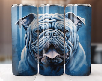 Bulldog 20 oz Skinny Tumbler Sublimation Design, Straight Tumbler Wrap, Instant Digital Download PNG, Dog Tumbler Wrap, Bulldog Tumbler PNG