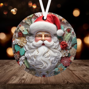 3D Santa Claus Christmas Ornament Sublimation PNG, 300 dpi, Instant Digital Download, Christmas Round Ornament PNG 3D Ornament png
