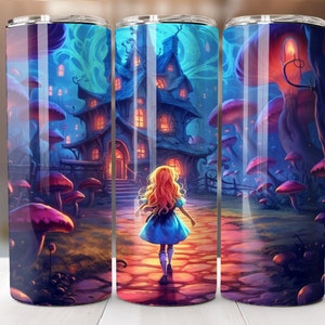 Alice In Wonderland Tumbler Wrap 20 oz Skinny Tumbler Sublimation Design, Straight Tumbler Wrap, Instant Digital Download PNG, Magical Alice