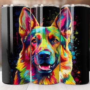 German Shepherd 20 oz Skinny Tumbler Sublimation Design, Straight Tumbler Wrap, Instant Digital Download PNG, Dog Tumbler Wrap