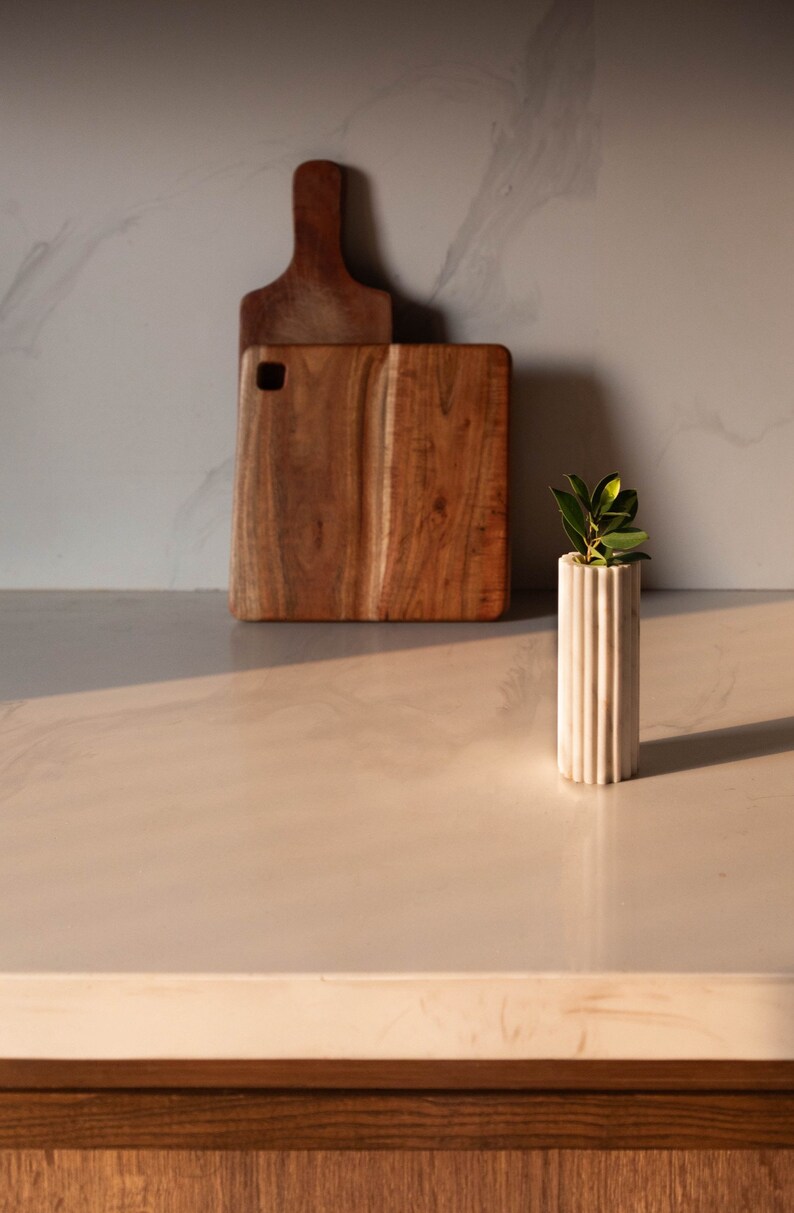 Marble Ribbed Flower Vase Marble Objects for Home Interiors - Etsy
