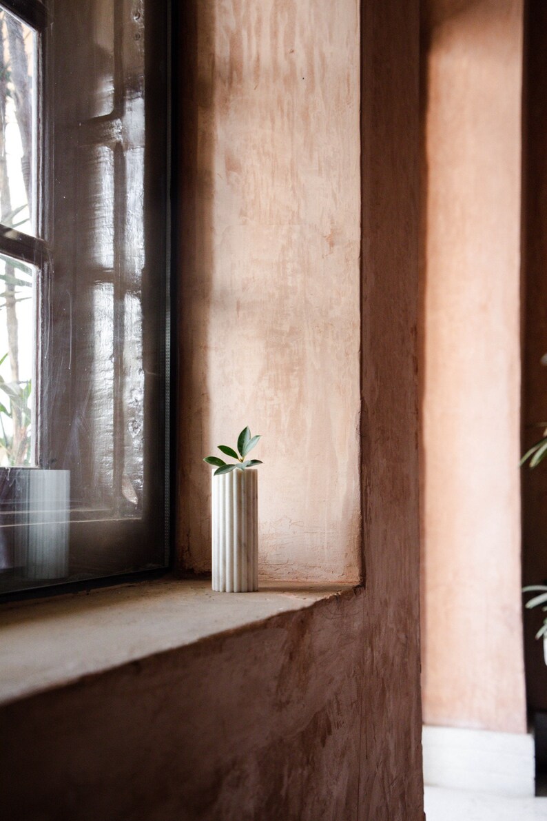 Marble Ribbed Flower Vase Marble Objects for Home Interiors - Etsy