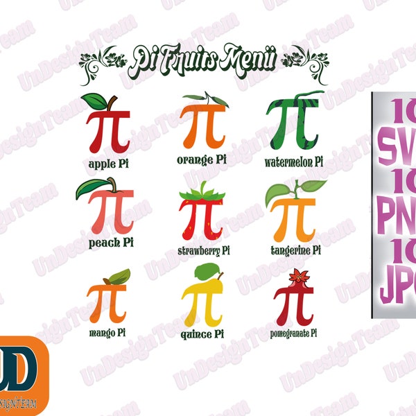 Pi Menu Design, Funny Happy Pi Day Design For Fruits Lover, Pi Symbol, Mathematics Teacher Gift , Math Lover png, Nine Friuts design
