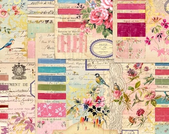 Rose Blossoms Color Spécimens Ephemera Kit, Antique Rose Wallpapers Flowers, Ephemera French Specimens, Vintage Labels, Instant Download