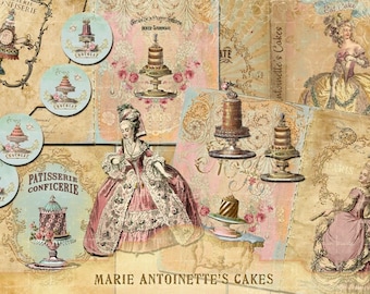 Marie Antoinette Cake Junk Journal Kit, French Ephemera (Digital Download)