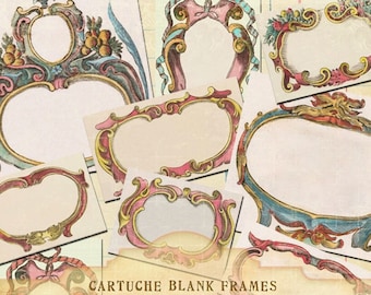 Victorian Cartouche Label Frames: Junk Journal Ephemera (Digital Files)