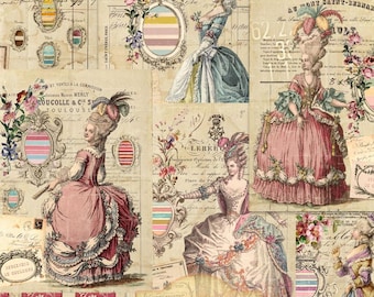Marie Antoinette Ephemera Kit, Vintage French Paper (Instant Download)