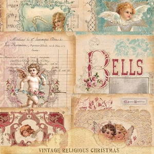 Éphémères religieux de Noël vintage, kit de journal sur le thème cartes sacrées de Jésus, éphémères religieux, papiers éphémères de Noël, fichiers numériques