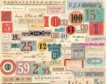 Vintage Efemere etiketten, collagevel (digitale download)