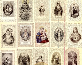 Antique French Holy Lace Cards, Ephemera (Digital Download)