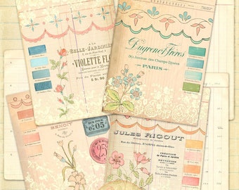 Fleur French Ephemera Kit: Antique Embroidery Papers (Digital Download)