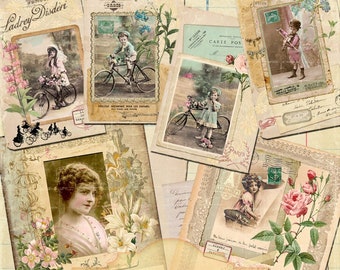 May include: A digital download kit of vintage photo frames with floral accents. The kit includes ephemera for junk journaling. The text "Vintage Photo Frames Ephemera Junk Journal Kit Digital Download Files" is displayed on the image.