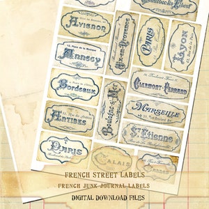 French Ephemera Street Labels, Junk Journal Ephemera (digital Download ...