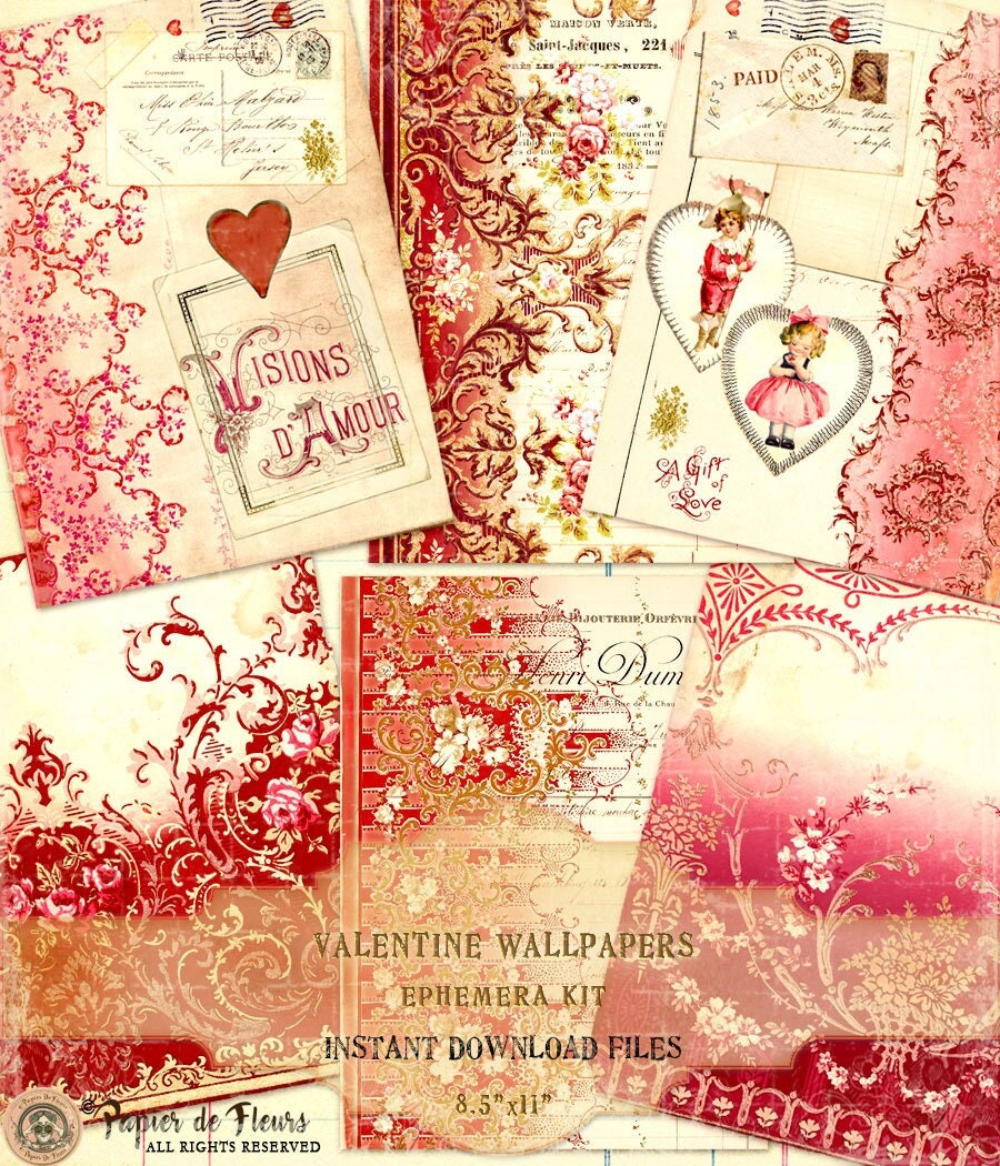 Vintage Valentine Wallpapers Ephemera, French Valentine Wallpapers ...