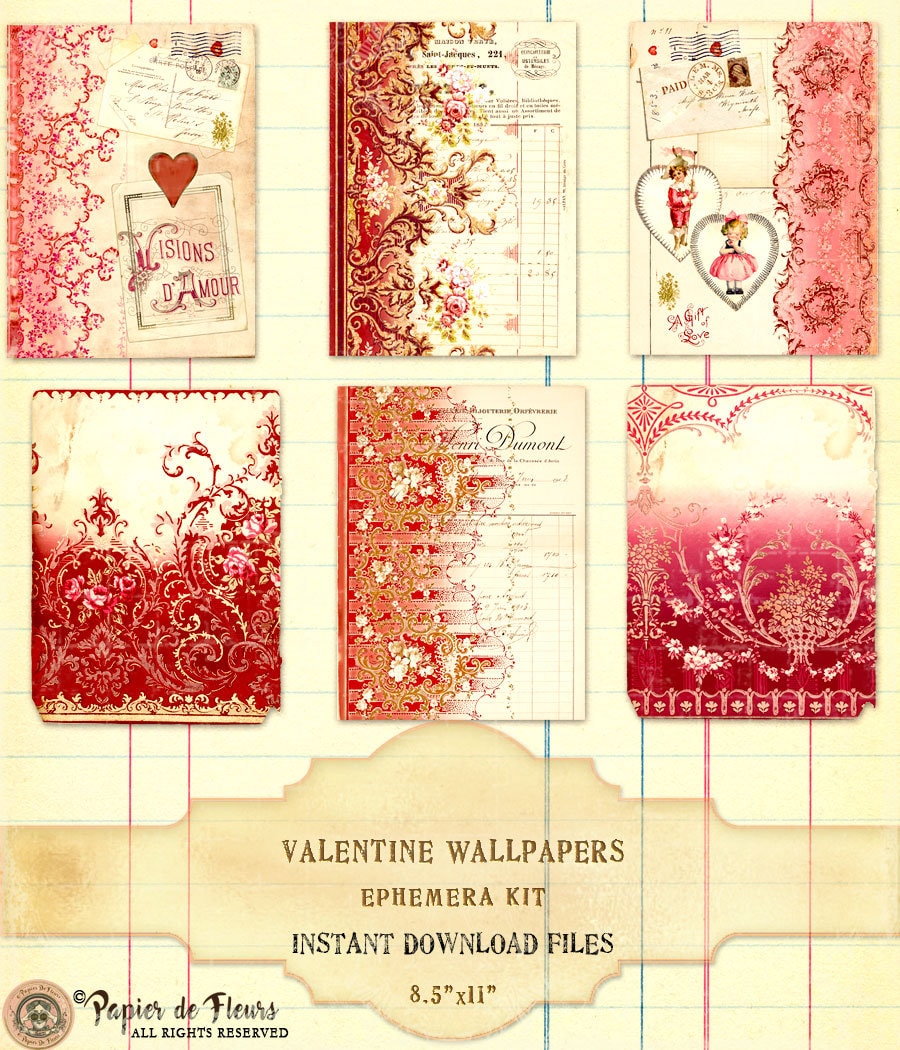 Vintage Valentine Wallpapers Ephemera, French Valentine Wallpapers ...