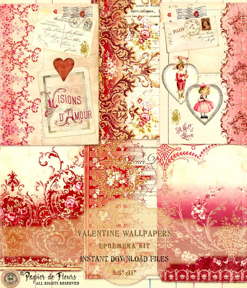 Vintage Valentine Wallpapers Ephemera, French Valentine Wallpapers ...