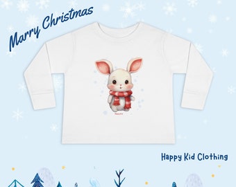 100% cotton - Toddler Long Sleeve Tee - Rabbit in Cold Season