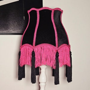 Pink & Black Glitter Velvet Lampshade ~ Hand-Made ~ Victorian Style