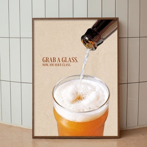レトロなビール デジタル ポスター - 面白いビールの名言、ビールの定義プリント、バー カートの装飾、ビールの壁アート、キッチンの装飾、バーの印刷可能な壁アート