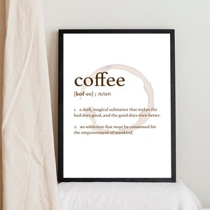 Digitales Poster für Kaffeeliebhaber – zuordenbare lustige Definition, Kaffeeposter, Kaffeekunst, Kaffeedruck, Poster und Drucke, Poster, Kaffeewandkunst