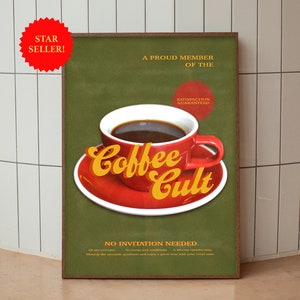 Póster de café vintage, póster vintage, póster de café, impresión de café, póster retro, arte de pared retro, arte de café, póster de café retro, amante del café