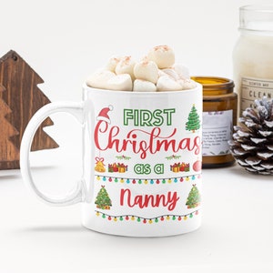 Christmas Pregnancy Mug Gift, First Christmas As A Nanny, New Nanny 2023 Xmas Gift, Baby Shower Gifts For New Nanny, Pregnancy Announcement