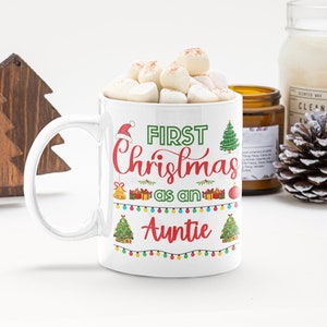 Christmas Pregnancy Mug Gift, First Christmas As An Auntie, New Auntie 2023 Xmas Gift, Baby Shower Gifts For New Mum, Pregnancy Announcement