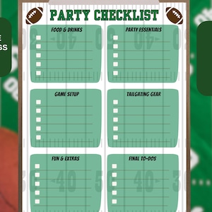 Tailgate Party Planner Checklist, Printable Football Cookout Planner, Game Day Parking Lot BBQ Plan, Pre-Game Planner, Instant Download