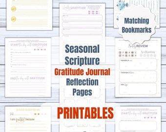 Scripture Gratitude Journal Printable Bundle | Faith Based Thankful Bible Verses | Spring, Summer, Fall, Winter Grateful Reflections