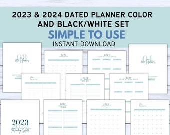 Minimalist Planner, Calm Colors, Added Option for Black White Gray Low Ink, Simple Yet Detailed