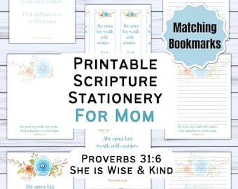 Mother’s Day Printable | Printable Stationery | Proverbs Scripture | Stationery For Mom | Bible Verse | Christian Stationery Set