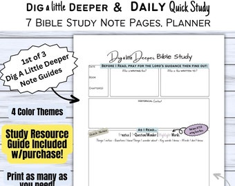 Daily Bible Study | Printable Template | Bible Study Guide | Bible Study Notes | Bible Study Pack | Quick Bible Study | Bible Study Tools