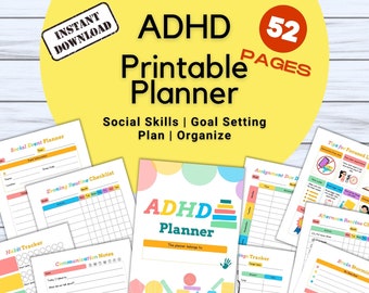 ADHD Planner | Social Skills | Goal Setting | Plan | Organize | Bright Colors