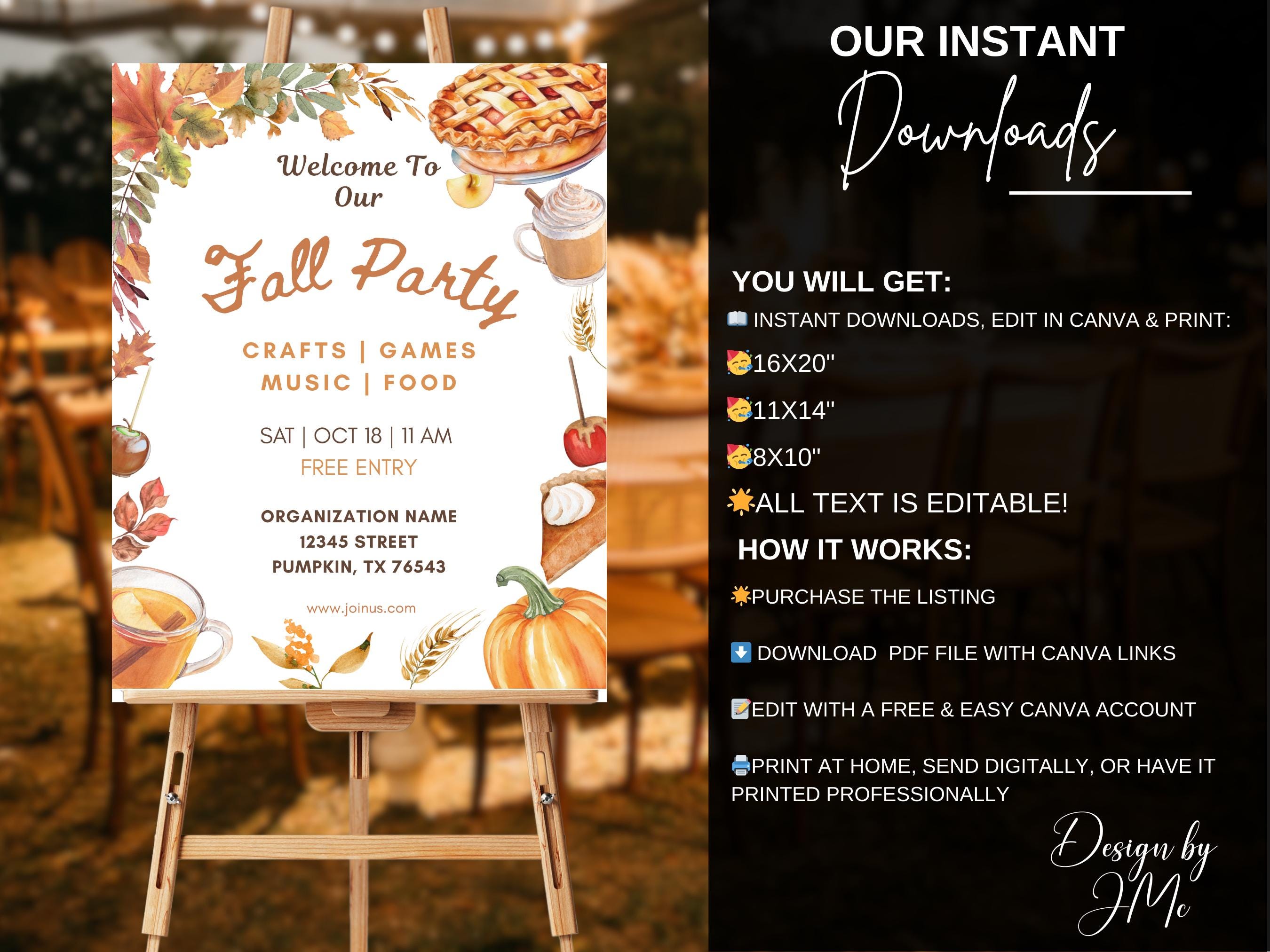 Editable Fall Festival Sign, Party Printable Flyer, Autumn Event Poster ...