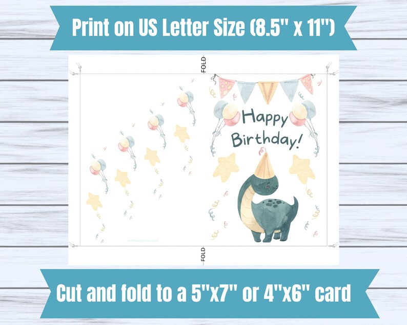 Printable Dinosaur Birthday Card Birthday Card for Kids Dino - Etsy
